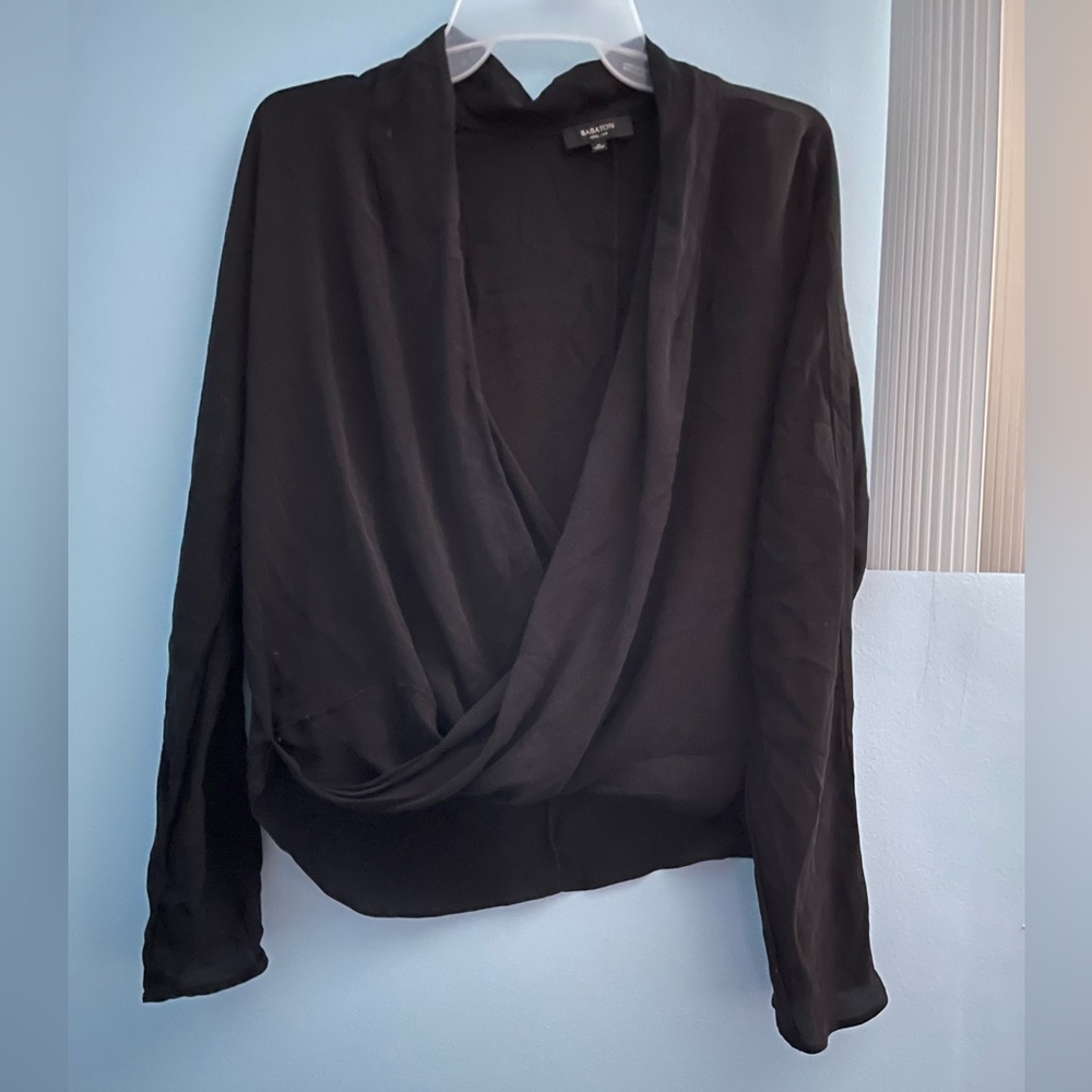Babaton 100% silk black blouse